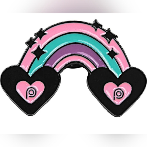 Handmade LGBTQ+ Enamel Pin 1" Trans Rainbow Pop Pin Heart Pink Purple and blue - Picture 14 of 17